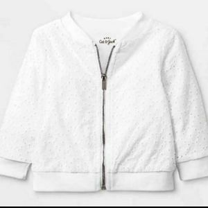 Baby Girl Eyelet Bomber Jacket